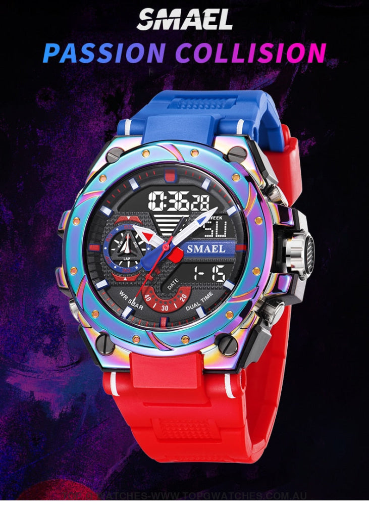 Top Unique Sport SMAEL 50M Waterproof Alarm Dual Digital Quarts 8060 Sport Watch - Top G Watches