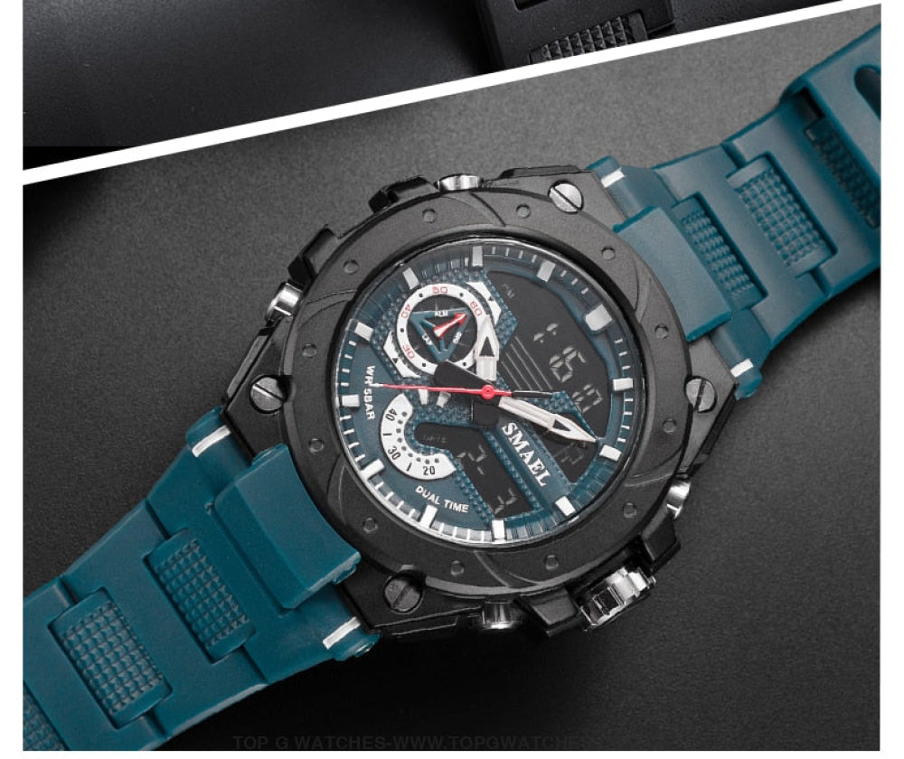 Top Unique Sport SMAEL 50M Waterproof Alarm Dual Digital Quarts 8060 Sport Watch - Top G Watches