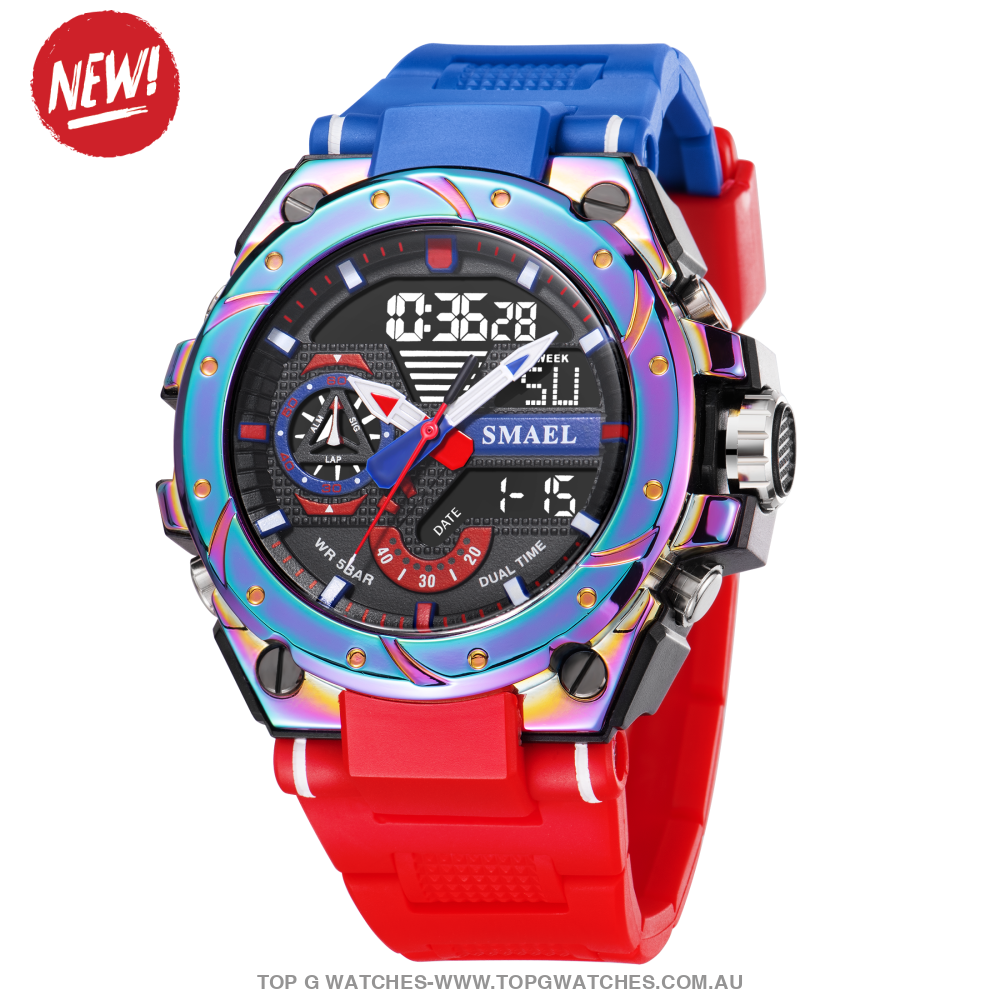 Top Unique Sport SMAEL 50M Waterproof Alarm Dual Digital Quarts 8060 Sport Watch - Top G Watches