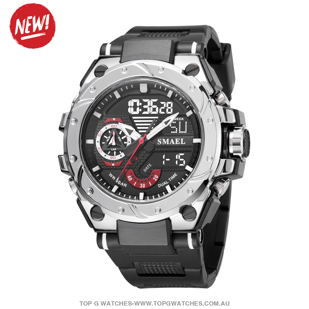 Top Unique Sport SMAEL 50M Waterproof Alarm Dual Digital Quarts 8060 Sport Watch - Top G Watches