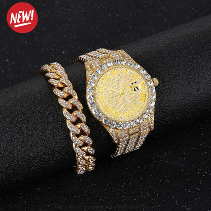 Ladies' Ultimate Diamond Gold Silver Dress Fashion Bracelet Watch Combo - Top G Watches