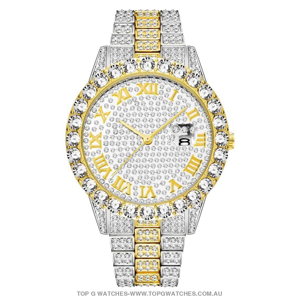 Ladies' Ultimate Diamond Gold Silver Dress Fashion Bracelet Watch Combo - Top G Watches