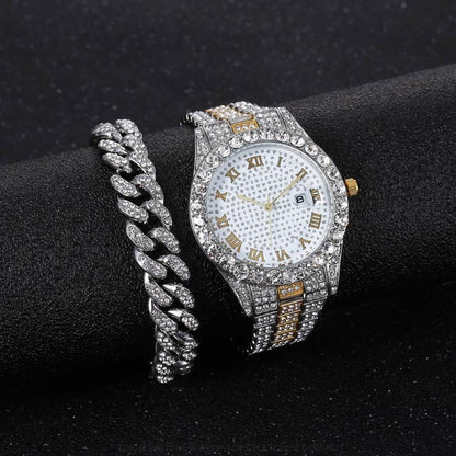 Ladies' Ultimate Diamond Gold Silver Dress Fashion Bracelet Watch Combo - Top G Watches