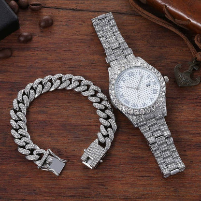 Ladies' Ultimate Diamond Gold Silver Dress Fashion Bracelet Watch Combo - Top G Watches