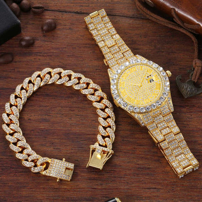 Ladies' Ultimate Diamond Gold Silver Dress Fashion Bracelet Watch Combo - Top G Watches