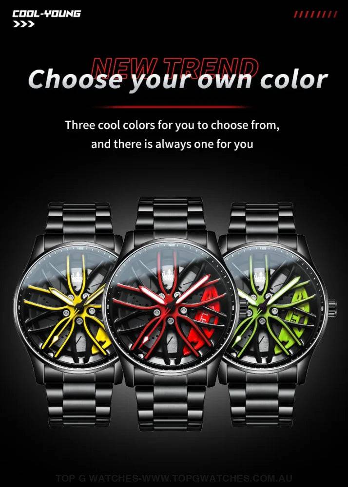 Racers' Edge Olevs Waterproof Rotary Sports Wheel Quartz-Crystal Wristwatch - Top G Watches