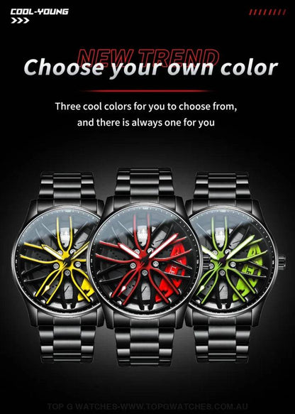 Racers' Edge Olevs Waterproof Rotary Sports Wheel Quartz-Crystal Wristwatch - Top G Watches