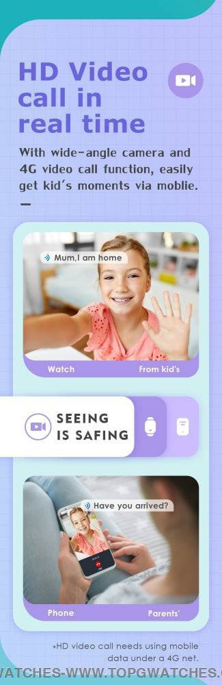 Safeguard Kids Pro Video Call Phone GPS Monitor Child Sports Digital Tracker Smartwatch - Top G Watches