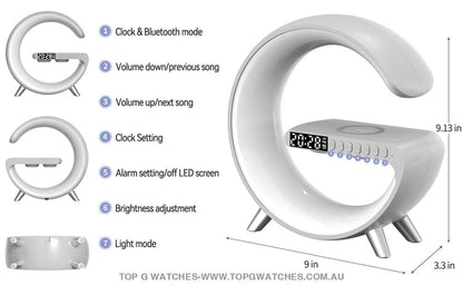 Sun Rise Simulation Alarm Clock Sleep Assist Night Light LED Wireless Charger Bluetooth Speaker Hands Free Call APP - Top G Watches