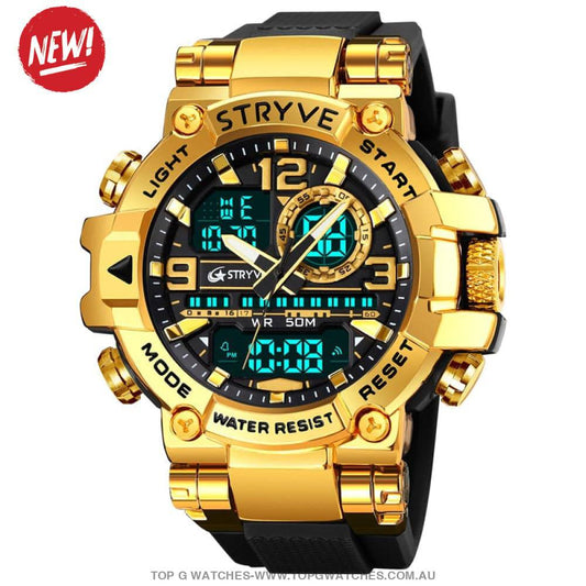 Top Sports Luxury Stryve Digital-Analog Dual Waterproof Sports Watch - Top G Watches