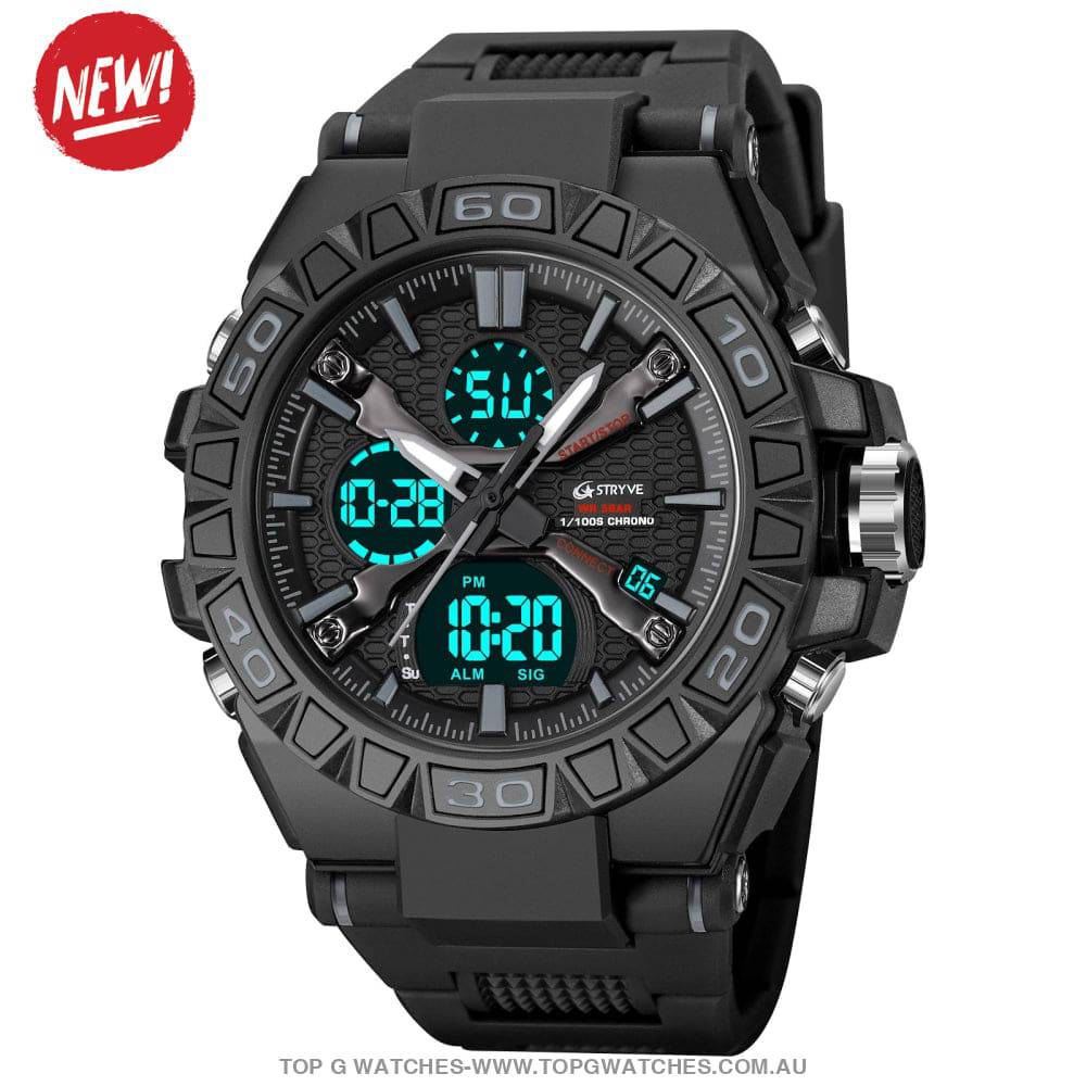 Top Sports Luxury Stryve Digital-Analog Dual Waterproof Sports Watch - Top G Watches