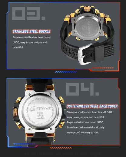 Top Sports Luxury Stryve Digital-Analog Dual Waterproof Sports Watch - Top G Watches