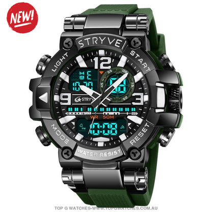 Top Sports Luxury Stryve Digital-Analog Dual Waterproof Sports Watch - Top G Watches