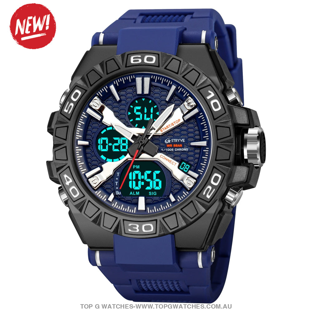 New Sports Luxury Stryve Digital-Analog Dual Waterproof Sports Watch - Top G Watches