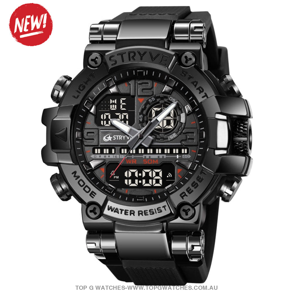 New Sports Luxury Stryve Digital-Analog Dual Waterproof Sports Watch - Top G Watches