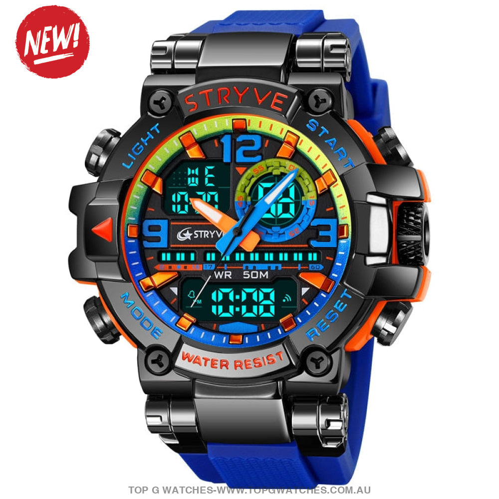 New Sports Luxury Stryve Digital-Analog Dual Waterproof Sports Watch - Top G Watches