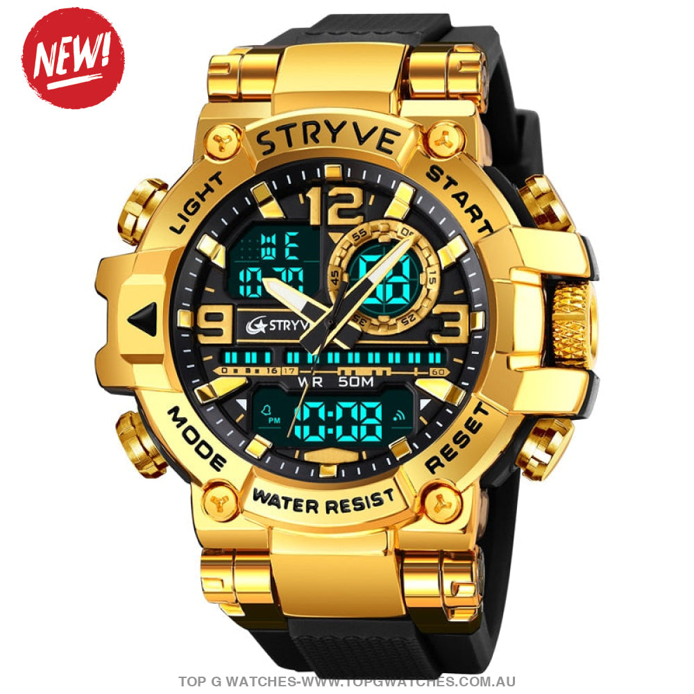 New Sports Luxury Stryve Digital-Analog Dual Waterproof Sports Watch - Top G Watches