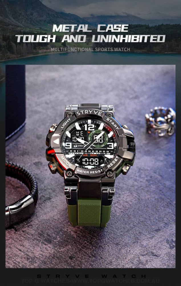 Top Sports Luxury Stryve Digital-Analog Dual Waterproof Sports Watch - Top G Watches