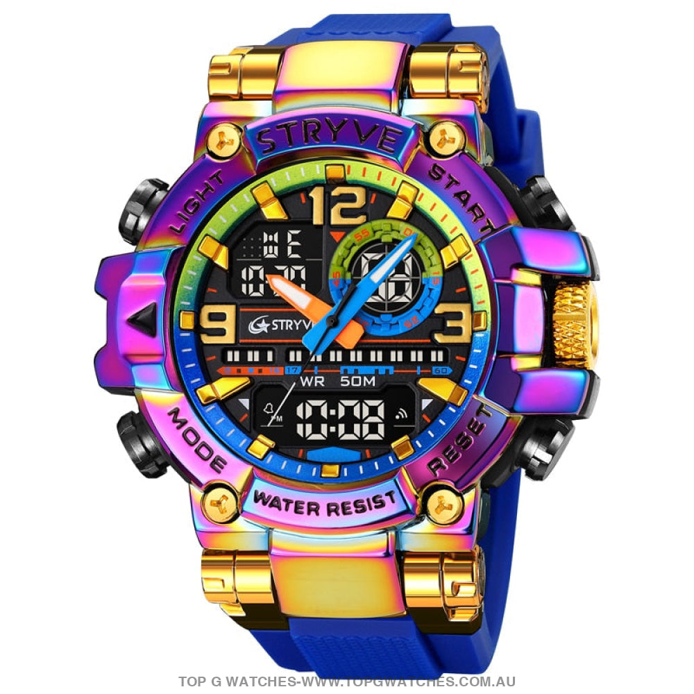 New Sports Luxury Stryve Digital-Analog Dual Waterproof Sports Watch - Top G Watches