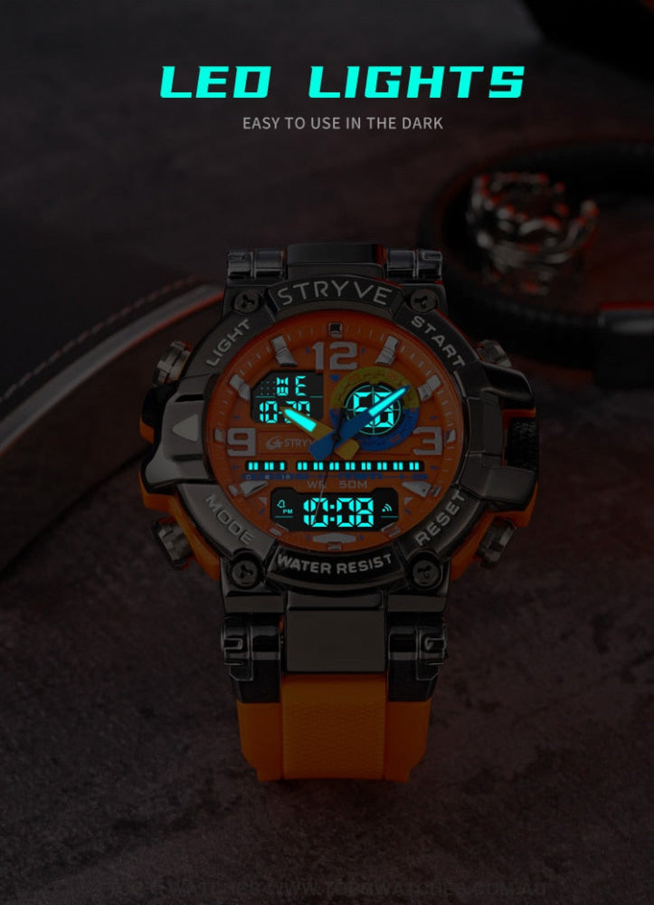 New Sports Luxury Stryve Digital-Analog Dual Waterproof Sports Watch - Top G Watches