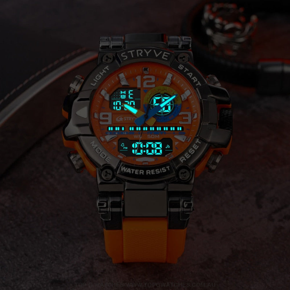 New Sports Luxury Stryve Digital-Analog Dual Waterproof Sports Watch - Top G Watches