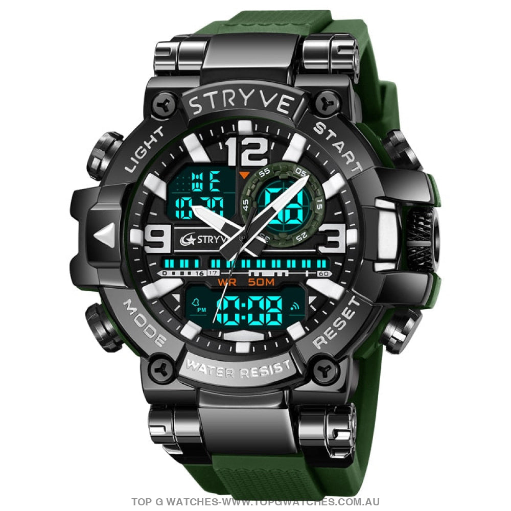 New Sports Luxury Stryve Digital-Analog Dual Waterproof Sports Watch - Top G Watches