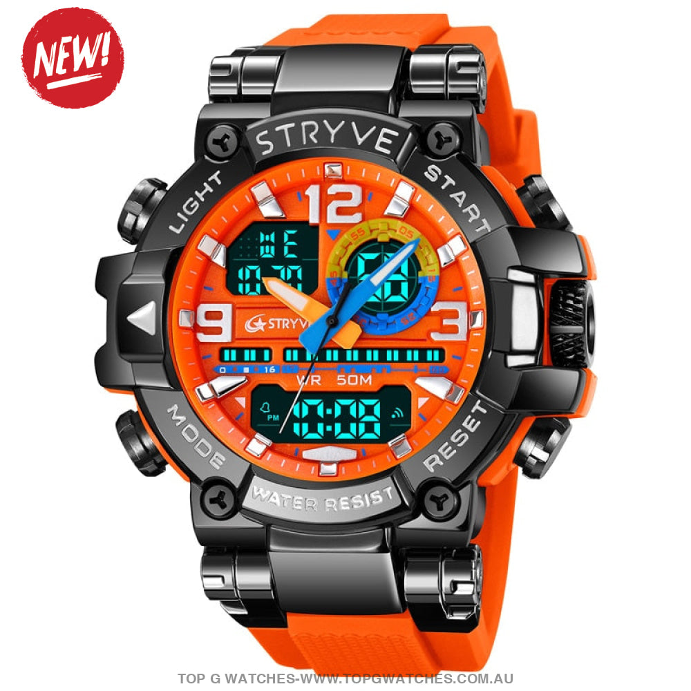 New Sports Luxury Stryve Digital-Analog Dual Waterproof Sports Watch - Top G Watches