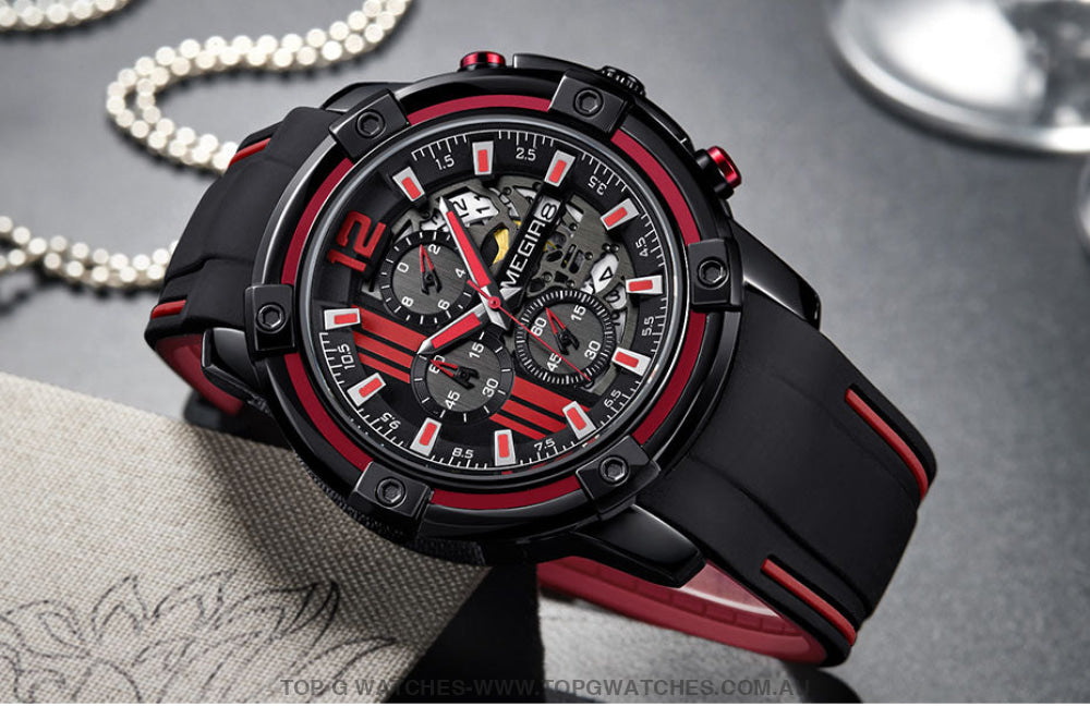 Trending Sports Touring Megir' Quartz Chronograph Sports 30M Waterproof Luminous Hands 2097 Wristwatch - Top G Watches