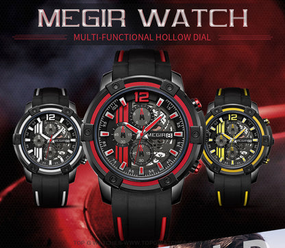 Trending Sports Touring Megir' Quartz Chronograph Sports 30M Waterproof Luminous Hands 2097 Wristwatch - Top G Watches
