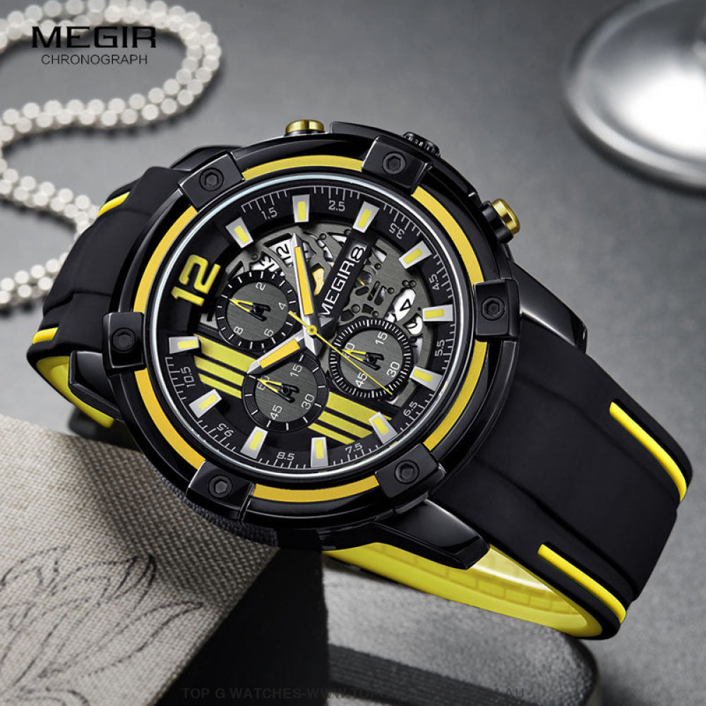 Trending Sports Touring Megir' Quartz Chronograph Sports 30M Waterproof Luminous Hands 2097 Wristwatch - Top G Watches