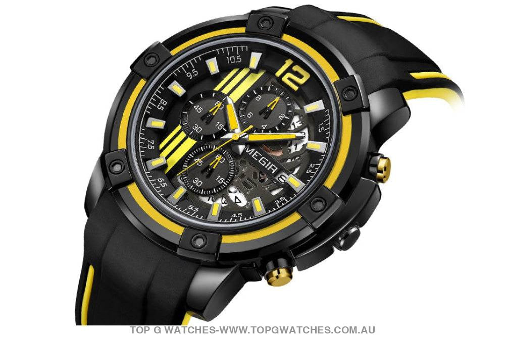 Trending Sports Touring Megir' Quartz Chronograph Sports 30M Waterproof Luminous 2097 Wristwatch - Top G Watches