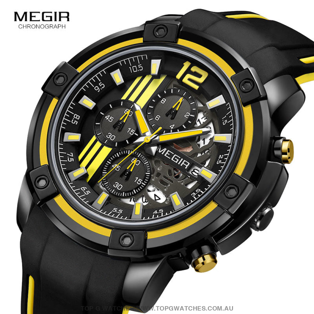 Trending Sports Touring Megir' Quartz Chronograph Sports 30M Waterproof Luminous Hands 2097 Wristwatch - Top G Watches