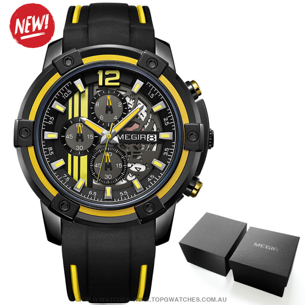 Trending Sports Touring Megir' Quartz Chronograph Sports 30M Waterproof Luminous Hands 2097 Wristwatch - Top G Watches