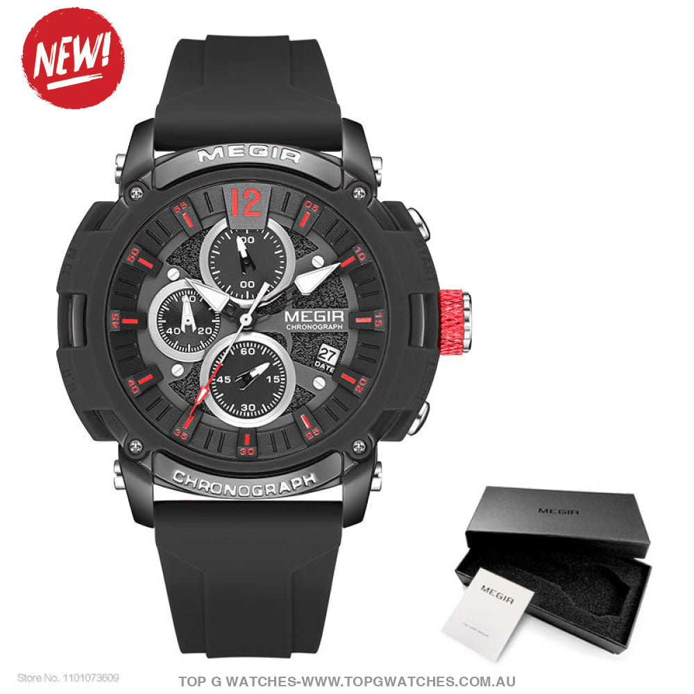 Trendy MEGIR Orange Sports Waterproof Luminous Chronograph Quartz Wristwatch - Top G Watches