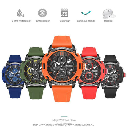 Trendy Megir' Street Sports 3ATM Waterproof Luminous Chronograph Quartz Wristwatch - Top G Watches