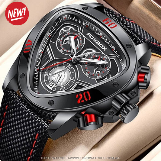 Tri-Bezel Foxbox Speed Series Sports Military Chronograph Quartz Wristwatch - Top G Watches