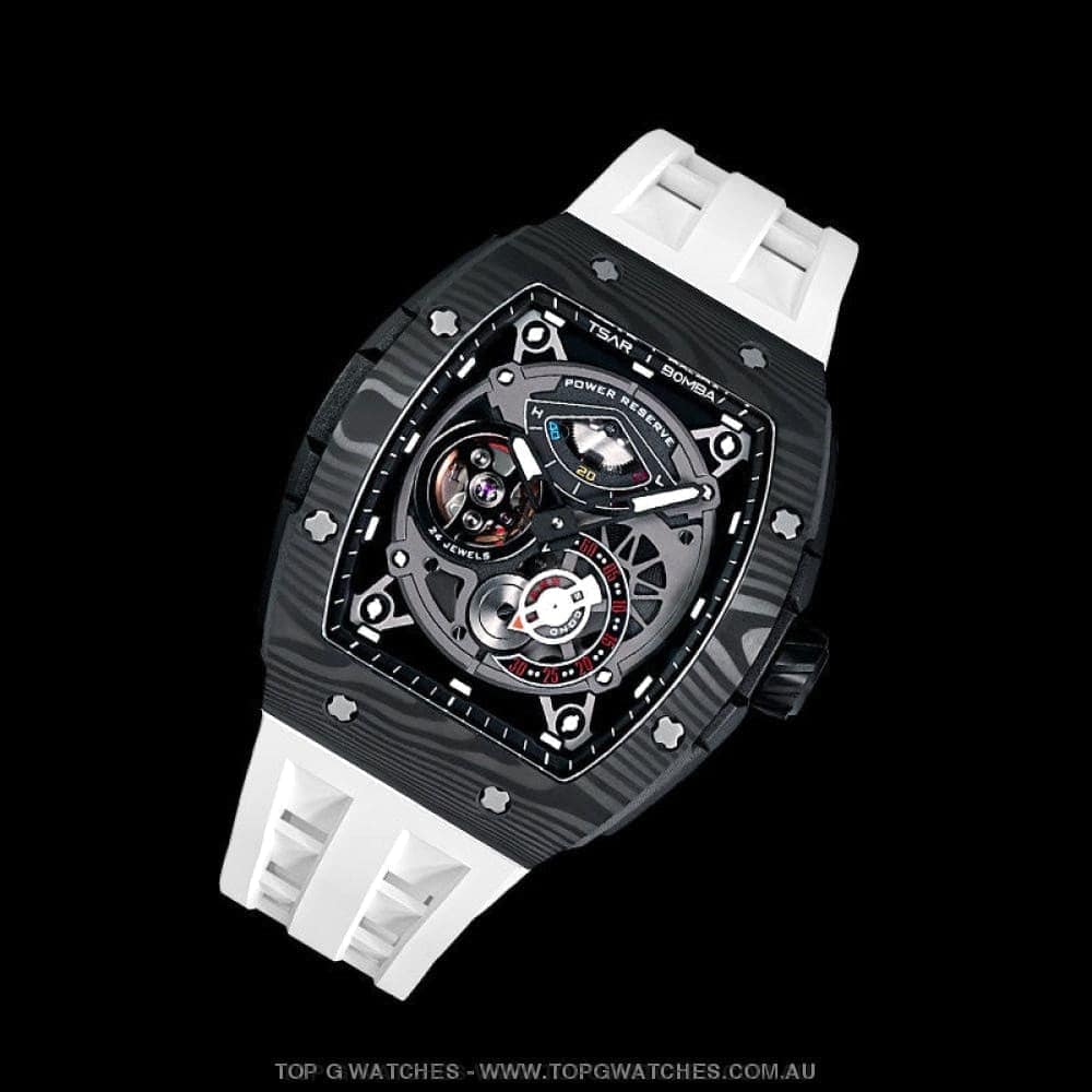 Official TSAR BOMBA Elemental Series Automatic Carbon Fiber Kinetic Energy Display Sports Watch TB8210CF - Top G Watches