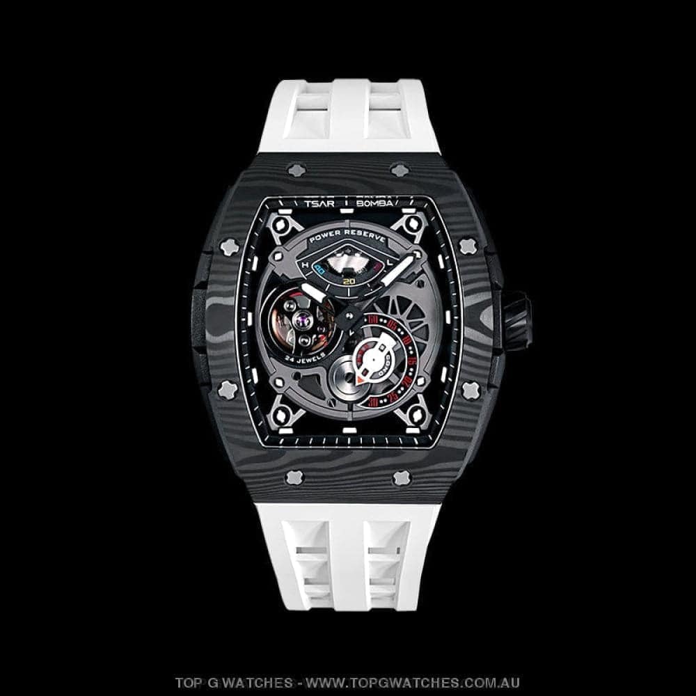 Official TSAR BOMBA Elemental Series Automatic Carbon Fiber Kinetic Energy Display Sports Watch TB8210CF - Top G Watches