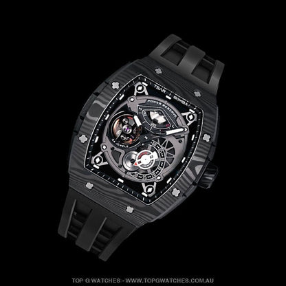 Official TSAR BOMBA Elemental Series Automatic Carbon Fiber Kinetic Energy Display Sports Watch TB8210CF - Top G Watches