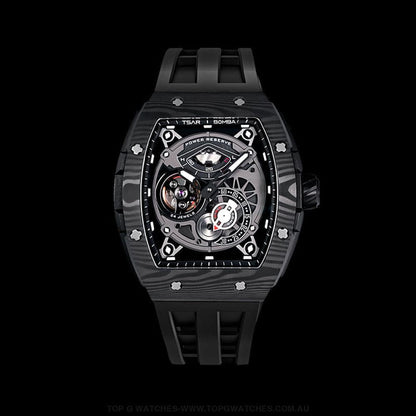 Official TSAR BOMBA Elemental Series Automatic Carbon Fiber Kinetic Energy Display Sports Watch TB8210CF - Top G Watches