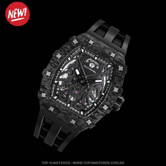 Official TSAR BOMBA Elemental Series Carbon Fibre Automatic Mechanical Waterproof Watch - TB8207CF - Top G Watches