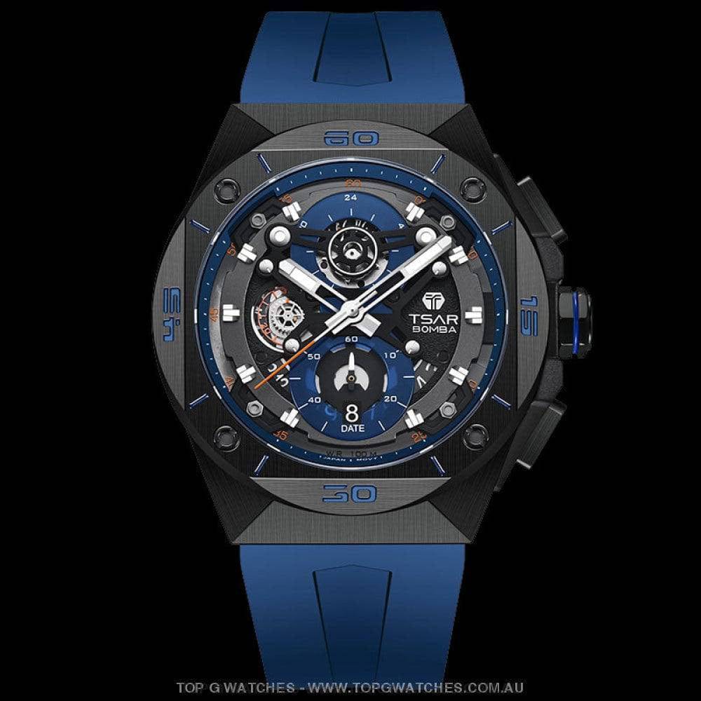 Official TSAR BOMBA Elemental Series Luxury Fashion TB8801Q Crystal Luminous Waterproof Divers Chronograph 100M Watch - Top G Watches