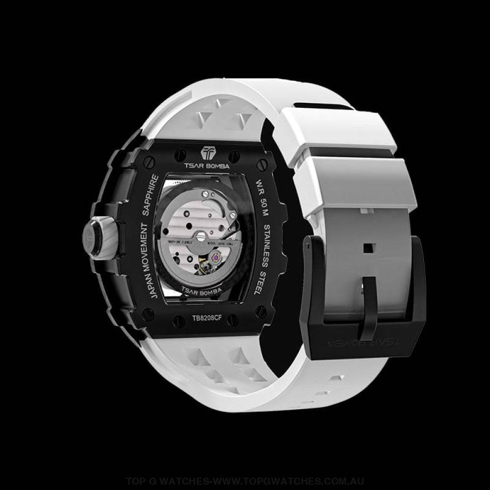 Official TSAR BOMBA Elemental Series Automatic Mechanical Carbon Fibre Watch TB8208CF - Top G Watches