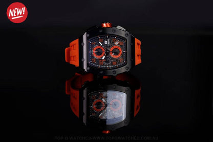 Official TSAR BOMBA Elemental Series Quartz Movement Waterproof Watch TB8204Q - Black Orange - Top G Watches