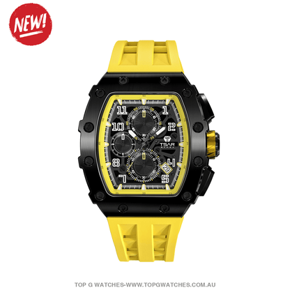 Official TSAR BOMBA Elemental Series Quartz Movement Waterproof Watch TB8204Q Black Yellow - Top G Watches