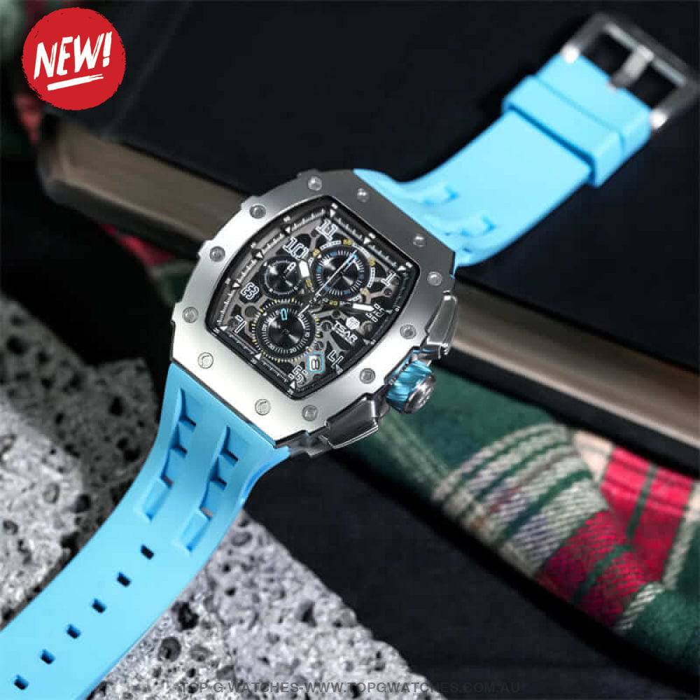 Official TSAR BOMBA Elemental Series Stainless Steel Quartz Movement Waterproof Watch TB8204Q - New Elite Blue - Top G Watches