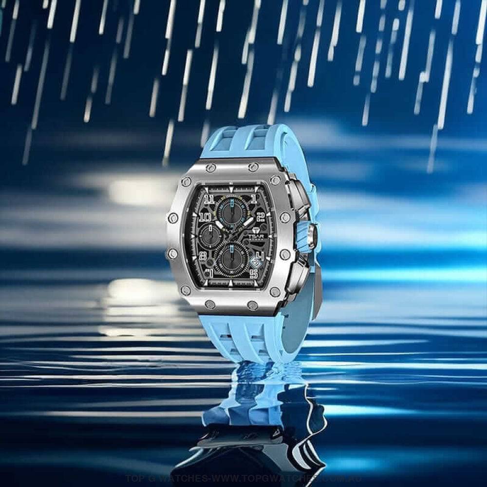 Official TSAR BOMBA Elemental Series Stainless Steel Quartz Movement Waterproof Watch TB8204Q NEW ELITE BLUE