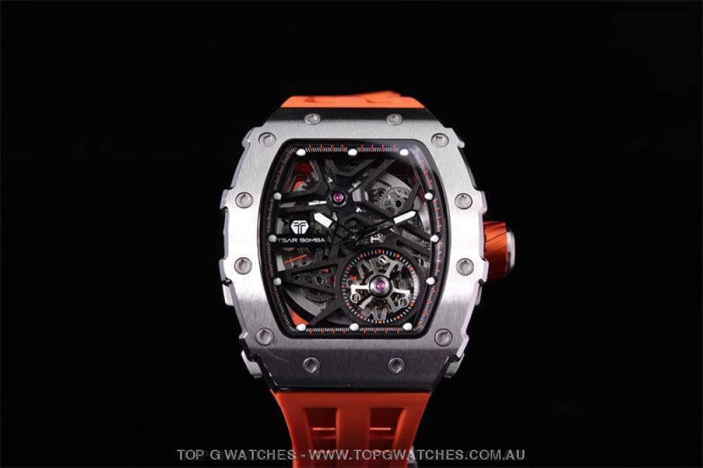 Official TSAR BOMBA Elemental Series Mechanical Luxury Watch-Curved Design Anti-Reflective Coating TB8209A - Top G Watches