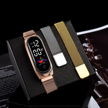 Ultra Light Luxury Stainless Steel Led Electronic Sport Digital Bracelet Smartwatch