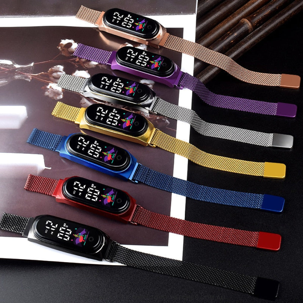 Ultra Light Luxury Stainless Steel Led Electronic Sport Digital Bracelet Smartwatch